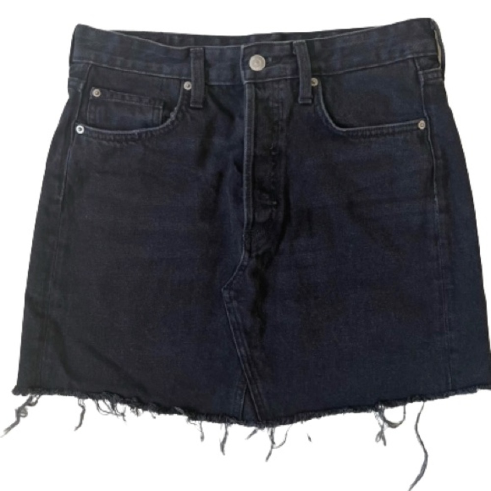 H&M Button Fly Black Denim Skirt